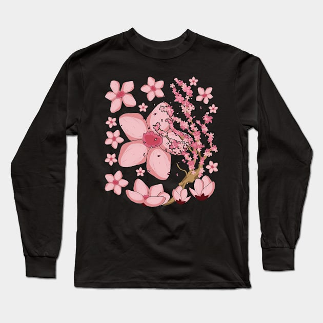 Japanese Cherry Blossom Pink Flower Japan Sakura Long Sleeve T-Shirt by shirtsyoulike